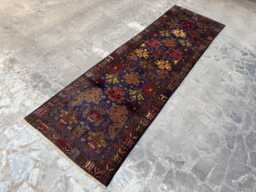 3x9'7 Handmade Wool Runner Rug - Traditional Afghan Vintage Floral Design, Boho Hallway Carpet, Kitchen Rug, Perfect Christmas Gift