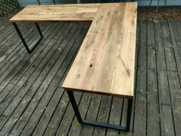 L Desk - Reclaimed Wood- Metal Base Free Shipping - thumbnail 1