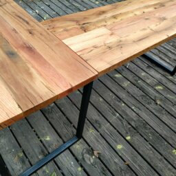 L Desk - Reclaimed Wood- Metal Base Free Shipping - thumbnail 3