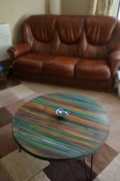 Multi Coloured Old Boat Wood Style Coastal Cottage Coffee Table 80 cm X Diameter With 3 16