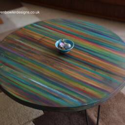 Multi Coloured Old Boat Wood Style Coastal Cottage Coffee Table 80 cm X Diameter With 3 16 - thumbnail 2