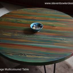 Multi Coloured Old Boat Wood Style Coastal Cottage Coffee Table 80 cm X Diameter With 3 16 - thumbnail 4