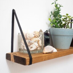 Floating Shelf Hanging Strap Wall Shelves Plants Hanger Black Eco Friendly Straps For Hanging Living Room Decor - thumbnail 2