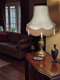 Traditional Cream Brocade Fabric Scalloped Lamp Shades Designed & Handcrafted in The UK