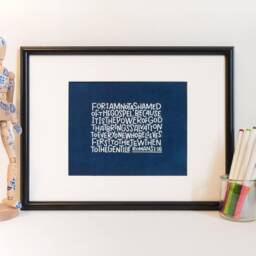 Roman 116 Unique Christian Wall Art, Cyanotype Print, Gifts, For I Am Not Ashamed Of The Gospel, Modern Bible Verse Art - thumbnail 3