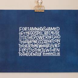 Roman 116 Unique Christian Wall Art, Cyanotype Print, Gifts, For I Am Not Ashamed Of The Gospel, Modern Bible Verse Art - thumbnail 2