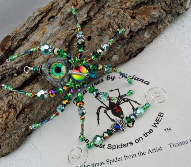 All Seeing Eye God Masonic Illuminati Secret Society Beaded Christmas Spider Ornament With Legend, Decoration Unique Exchange - image 1
