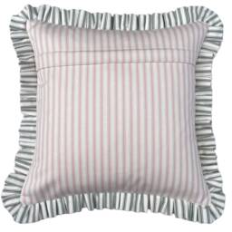 Colefax & Fowler Frilled Cushion, Floral Linen, Pink Ticking, Feather Inner, 50cm - thumbnail 3