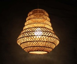 Bamboo Tower Pendant Light Natural Woven Lampshade