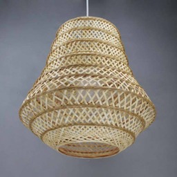 Bamboo Tower Pendant Light Natural Woven Lampshade - thumbnail 3