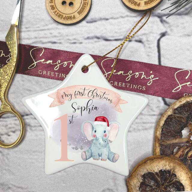 My First Christmas Bauble, Keepsake, Baby's 1st Ornament, Gift For Christmas, Cute Safari First Bauble - image 1