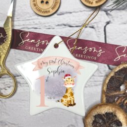 My First Christmas Bauble, Keepsake, Baby's 1st Ornament, Gift For Christmas, Cute Safari First Bauble - thumbnail 2