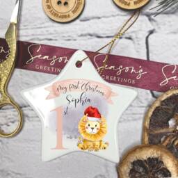 My First Christmas Bauble, Keepsake, Baby's 1st Ornament, Gift For Christmas, Cute Safari First Bauble - thumbnail 3