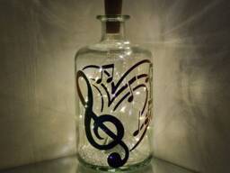 Treble Clef Bottle Lamp, Unique Gift For Music Lover