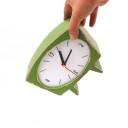 Desk Clock Handmade, Fresh Green Wooden Tabletop Decor - thumbnail 2