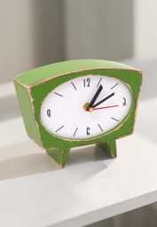 Desk Clock Handmade, Fresh Green Wooden Tabletop Decor - thumbnail 1