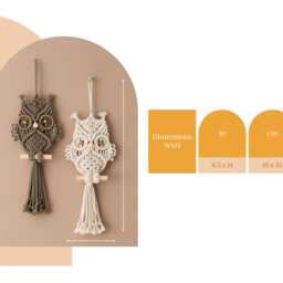 Owl Wall Hanging Macrame Nursery Girl Decor W73 - thumbnail 3