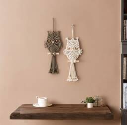 Owl Wall Hanging Macrame Nursery Girl Decor W73 - thumbnail 1