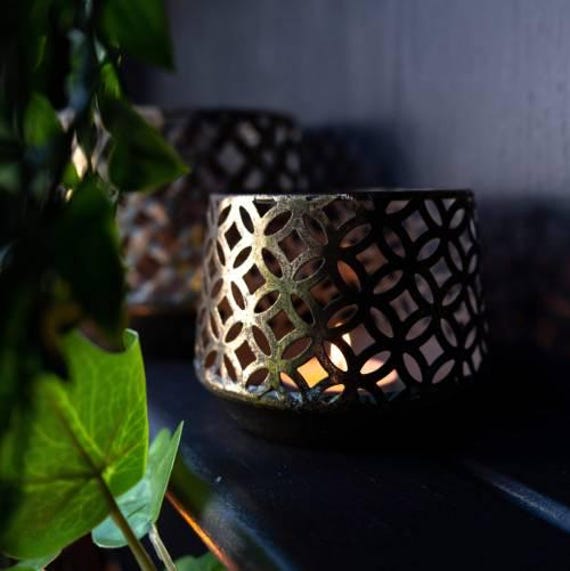 Medium Antique Brass Tealight Holder - image 1