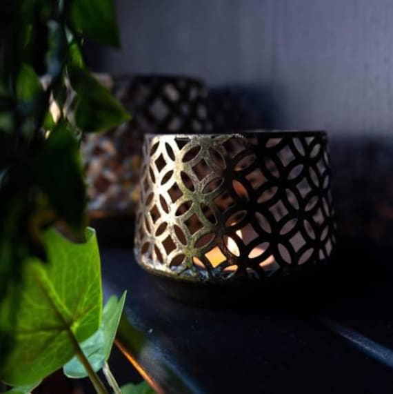 Medium Antique Brass Tealight Holder - image 1
