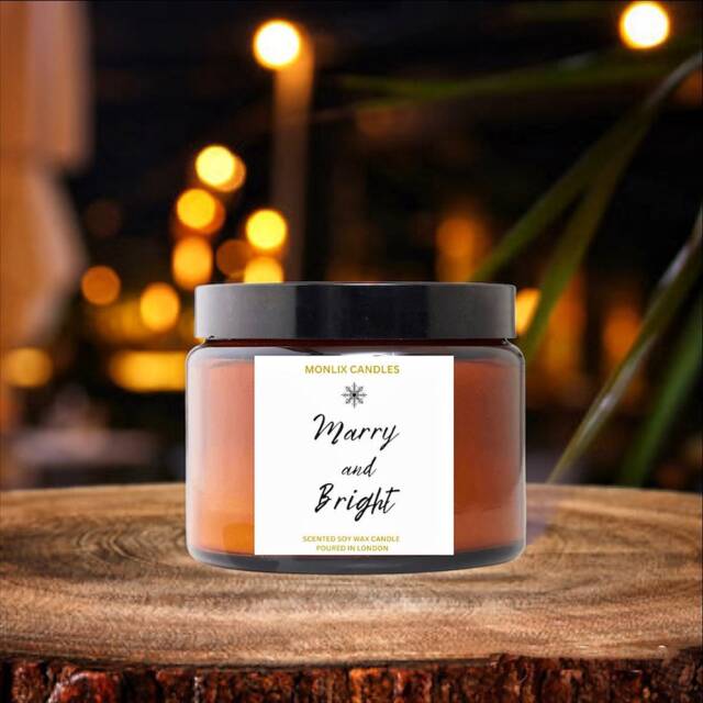 Christmas Spice Candle, Christmas Gift For Her, Winter Scented Candle, Stocking Filler, Secret Santa Gift, Festive Candle, Amber Glass Jar Candle - image 1