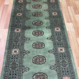 2.6x7 Pistachio Green Bokhara Rug - Runner Hallway Luxury Bukhara Fine Quality Woolen Afghan - thumbnail 3
