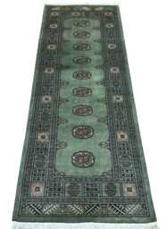 2.6x7 Pistachio Green Bokhara Rug - Runner Hallway Luxury Bukhara Fine Quality Woolen Afghan - thumbnail 1