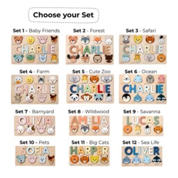Custom Name Puzzle With Animals, Personalized Birthday Gift, Christmas Gifts For Toddlers, Unique Baby Wooden Montessori Toys Kids - thumbnail 2