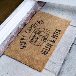 Personalized Happy Campers Doormat - Custom Coir Welcome Mat With Camping Names House Name Sign Home Decor - thumbnail 2
