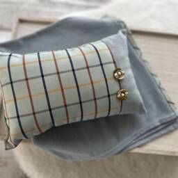 Newborn Photo Pillow & Blanket Set, Gray Plaid - Photography Prop - thumbnail 3