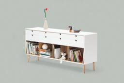 Commode, Dresser, Credenza in Solid Oak Wood Board, Style Modern Mid Century - thumbnail 1