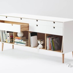 Commode, Dresser, Credenza in Solid Oak Wood Board, Style Modern Mid Century - thumbnail 3