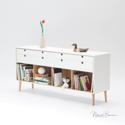 Commode, Dresser, Credenza in Solid Oak Wood Board, Style Modern Mid Century - thumbnail 2