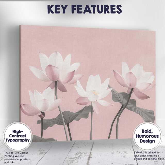 Pastel Pink Lotus Blossom Floral Elegance Artwork Canvas Wall Art Print Decor Picture Ready To Hang - image 1