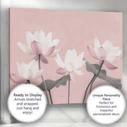 Pastel Pink Lotus Blossom Floral Elegance Artwork Canvas Wall Art Print Decor Picture Ready To Hang - thumbnail 3