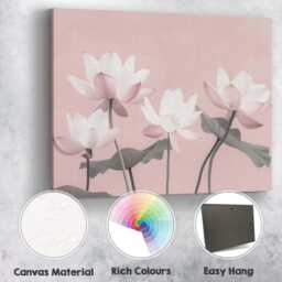 Pastel Pink Lotus Blossom Floral Elegance Artwork Canvas Wall Art Print Decor Picture Ready To Hang - thumbnail 2