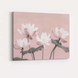 Pastel Pink Lotus Blossom Floral Elegance Artwork Canvas Wall Art Print Decor Picture Ready To Hang - thumbnail 4