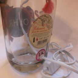 Opihr Oriental Spiced Gin Bottle - Upcycled Table Lamp With Red Shade - UK Electrical Plug On/Off Switch - thumbnail 2