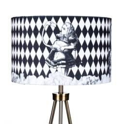 Lampshade Alice in Wonderland Black & White Velvet - Drum Lamp Shade 25cm 30cm 35cm 40cm 45cm Table Lamp Shade, Ceiling Shade, Pendant - thumbnail 2