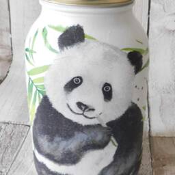 Panda Tropical Decoupage Kilner Jar Painted Vase, Pen Pot - thumbnail 3