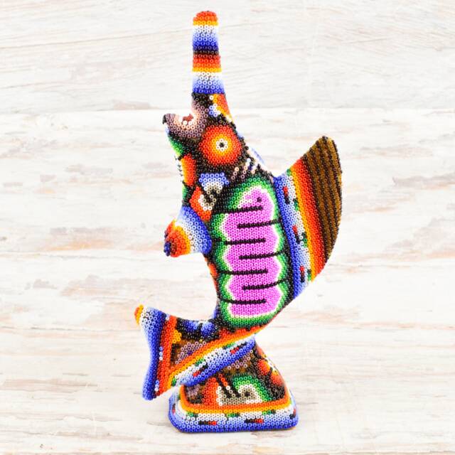 Huichol Beaded Sailfish Sculpture - Hand Carved Copal Wood Alebrije, Mexican Folk Art - image 1