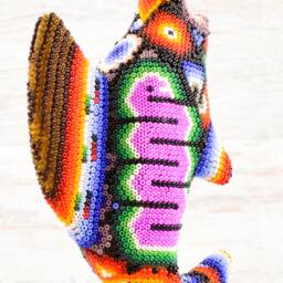 Huichol Beaded Sailfish Sculpture - Hand Carved Copal Wood Alebrije, Mexican Folk Art - thumbnail 3