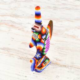 Huichol Beaded Sailfish Sculpture - Hand Carved Copal Wood Alebrije, Mexican Folk Art - thumbnail 4