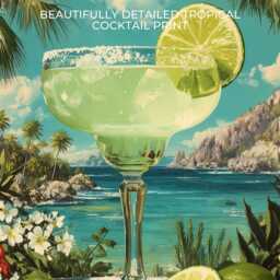 Margarita Cocktail Poster Mid Century Bar Cart Wall Art Retro Kitchen Decor Mexican Coast Home Gift For Him Birthday Print - thumbnail 3