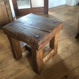 stool Side Table Made From Reclaimed Oak - thumbnail 3