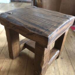stool Side Table Made From Reclaimed Oak - thumbnail 4