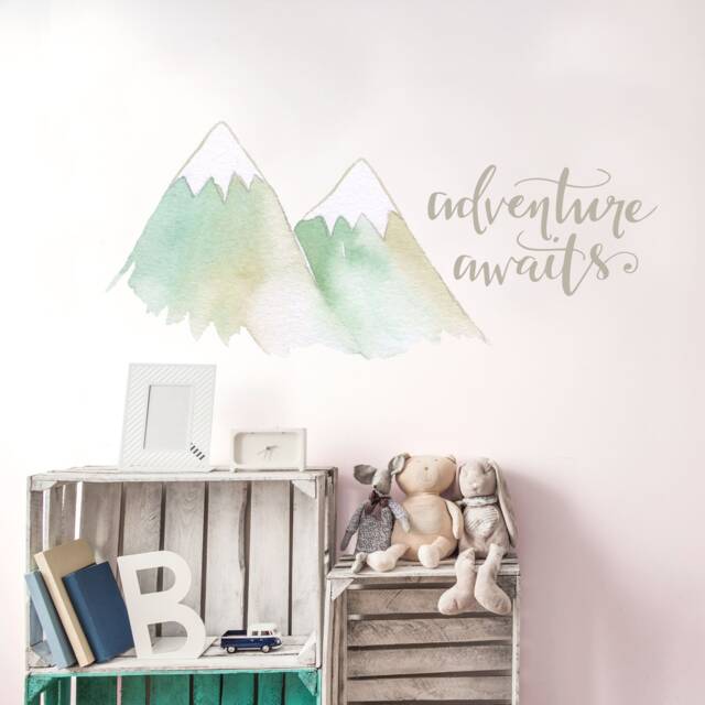 Adventure Awaits Mountain Wall Sticker Quote, Decal - image 1