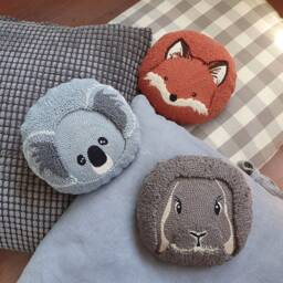 Punch Needle Lamb Pillow - Cute Animal Plushie Nursery Decor Dorm Room Accent Handmade Tufted Cushion Stuffed Gift - thumbnail 4