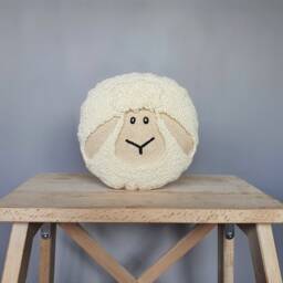 Punch Needle Lamb Pillow - Cute Animal Plushie Nursery Decor Dorm Room Accent Handmade Tufted Cushion Stuffed Gift - thumbnail 1