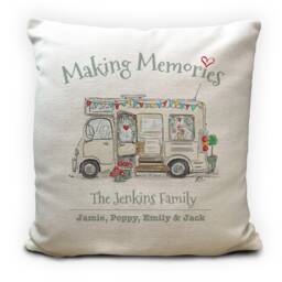 Personalised Motorhome Camping Mobile Home Cushion Cover - Wedding Gift Making Memories Family Holiday Decor 40cm 16 Inches - thumbnail 1